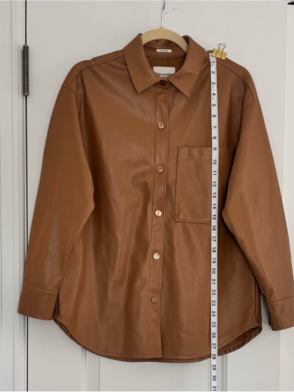 Abercrombie & Fitch Faux Leather Shacket Oversized Fit Size S - Picture 2 of 4